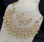 VeroniQ Trends-Traditional Kundan Polki Necklace With CZ Stone Polki-Gold Plated-Wedding Jewelry-Punjabi Jewelry-South Indian-Thappa Jewelry