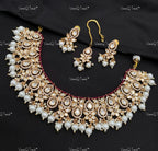 VeroniQ Trends-Traditional Kundan Polki Necklace With CZ Stone Polki-Gold Plated-Wedding Jewelry-Punjabi Jewelry-South Indian-Thappa Jewelry