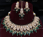 VeroniQ Trends-Traditional Kundan Polki Necklace With CZ Stone Polki-Gold Plated-Wedding Jewelry-Punjabi Jewelry-South Indian-Thappa Jewelry