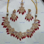 VeroniQ Trends-Traditional Butterfly Design Kundan Polki Necklace With CZ Stone Polki-Gold Plated-Wedding Jewelry-Punjabi Jewelry-South Indian-Thappa Jewelry