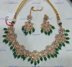 VeroniQ Trends-Traditional Butterfly Design Kundan Polki Necklace With CZ Stone Polki-Gold Plated-Wedding Jewelry-Punjabi Jewelry-South Indian-Thappa Jewelry
