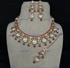 VeroniQ Trends-Traditional Bridal Beaded Kundan Polki Necklace Polki-Gold Plated-Wedding Jewelry-Punjabi Jewelry-South Indian-Thappa Jewelry