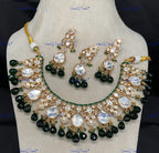VeroniQ Trends-Traditional Bridal Beaded Kundan Polki Necklace Polki-Gold Plated-Wedding Jewelry-Punjabi Jewelry-South Indian-Thappa Jewelry