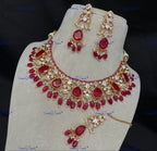 VeroniQ Trends-Traditional Bridal Beaded Kundan Polki Necklace Polki-Gold Plated-Wedding Jewelry-Punjabi Jewelry-South Indian-Thappa Jewelry