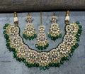 VeroniQ Trends-Traditional Bridal Kundan Polki Necklace With Beryls Beads Polki-Gold Plated-Wedding Jewellery-Punjabi Jewellery-South Indian-Thappa Jewellery