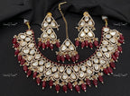 VeroniQ Trends-Bridal Kundan Polki Choker Necklace With Beads Polki-Gold Plated-Wedding Jewelry-Punjabi Jewelry-South Indian-Thappa Jewelry