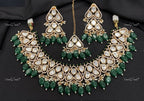 VeroniQ Trends-Bridal Kundan Polki Choker Necklace With Beads Polki-Gold Plated-Wedding Jewelry-Punjabi Jewelry-South Indian-Thappa Jewelry