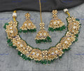 VeroniQ Trends-Kundan Polki Jhumki Drop Necklace With Beads Polki-Gold Plated-Wedding Jewellery-Punjabi Jewellery-South Indian-Thappa Jewellery
