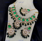 VeroniQ Trends-Traditional Pearl Kundan Polki Necklace With Beads Polki-Gold Plated-Wedding Jewelry-Punjabi Jewelry-South Indian-Thappa Jewelry