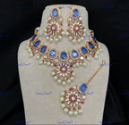 VeroniQ Trends-Traditional Pearl Kundan Polki Necklace With Beads Polki-Gold Plated-Wedding Jewelry-Punjabi Jewelry-South Indian-Thappa Jewelry