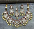 VeroniQ Trends-Party Wear Single Line Kundan Polki Necklace With Beads Polki-Gold Plated-Wedding Jewellery-Punjabi Jewellery-South Indian-Thappa Jewellery