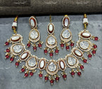 VeroniQ Trends-Party Wear Single Line Kundan Polki Necklace With Beads Polki-Gold Plated-Wedding Jewelry-Punjabi Jewelry-South Indian-Thappa Jewelry