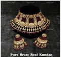 VeroniQ Trends-Bridal Passa Style Kundan Polki Choker Necklace With Red Beads Polki-Gold Plated-Wedding Jewellery-Punjabi Jewellery-South Indian-Thappa Jewellery