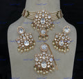 VeroniQ Trends-Bridal Multistrand Pearl Beaded Kundan Polki Choker Necklace Polki-Gold Plated-Wedding Jewellery-Punjabi Jewellery-South Indian-Thappa Jewellery