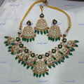 VeroniQ Trends-Peacock And Floral Kundan Polki Green Beaded Necklace Polki-Gold Plated-Wedding Jewellery-Punjabi Jewellery-South Indian-Thappa Jewellery