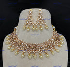 VeroniQ Trends-Floral Design Beaded Kundan Polki Necklace Polki-Gold Plated-Wedding Jewelry-Punjabi Jewelry-South Indian-Thappa Jewelry
