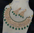 VeroniQ Trends-Floral Design Beaded Kundan Polki Necklace Polki-Gold Plated-Wedding Jewelry-Punjabi Jewelry-South Indian-Thappa Jewelry