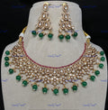 VeroniQ Trends-Floral Design Beaded Kundan Polki Necklace Polki-Gold Plated-Wedding Jewellery-Punjabi Jewellery-South Indian-Thappa Jewellery