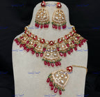 VeroniQ Trends-Peacock And Floral Kundan Polki Green Beaded Necklace Polki-Gold Plated-Wedding Jewelry-Punjabi Jewelry-South Indian-Thappa Jewelry