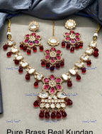 VeroniQ Trends-Bridal Floral Kundan Polki Long Necklace Polki-Gold Plated-Wedding Jewelry-Punjabi Jewelry-South Indian-Thappa Jewelry