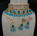 VeroniQ Trends-Traditional Big Kundan Polki Choker Necklace With Beads Polki-Gold Plated-Wedding Jewellery-Punjabi Jewellery-South Indian-Thappa Jewellery