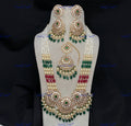 VeroniQ Trends-Multistrand Kundan Polki Long Rani Haar Necklace In Mughal Style Polki-Gold Plated-Wedding Jewellery-Punjabi Jewellery-South Indian-Thappa Jewellery