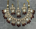 VeroniQ Trends-Victorian Kundan Polki with Beads Necklace Polki-Gold Plated-Wedding Jewelry-Punjabi Jewelry-South Indian-Thappa Jewelry