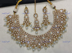 VeroniQ Trends-Elegant Bridal Gold Plated Kundan Polki Necklace With Beads Polki-Gold Plated-Wedding Jewelry-Punjabi Jewelry-South Indian-Thappa Jewelry