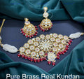 VeroniQ Trends-Rajwadi Style Multistrand Kundan Polki Choker Necklace With Red Beads Polki-Gold Plated-Wedding Jewellery-Punjabi Jewellery-South Indian-Thappa Jewellery