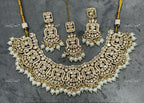VeroniQ Trends-Traditional  Victorian Bridal Kundan Polki Necklace With Pearls Polki-Gold Plated-Wedding Jewelry-Punjabi Jewelry-South Indian-Thappa Jewelry