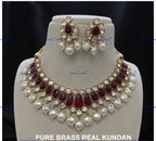 VeroniQ Trends-Elegant Gold Plated Pearl Kundan Polki Choker Necklace Kundan-Gold Plated-Wedding Jewelry-Punjabi Jewelry-South Indian-Thappa Jewelry