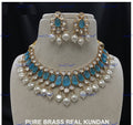 VeroniQ Trends-Elegant Gold Plated Pearl Kundan Polki Choker Necklace Kundan-Gold Plated-Wedding Jewellery-Punjabi Jewellery-South Indian-Thappa Jewellery