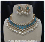 VeroniQ Trends-Elegant Gold Plated Pearl Kundan Polki Choker Necklace Kundan-Gold Plated-Wedding Jewelry-Punjabi Jewelry-South Indian-Thappa Jewelry