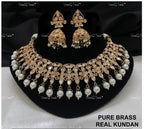 VeroniQ Trends-Traditional Bridal Gold Plated Kundan Polki Choker Necklace with Jhumki Earrings Kundan-Gold Plated-Wedding Jewelry-Punjabi Jewelry-South Indian-Thappa Jewelry