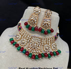VeroniQ Trends-Traditional Gold Plated Multistrand Beads Kundan Polki Choker Necklace Kundan-Gold Plated-Wedding Jewelry-Punjabi Jewelry-South Indian-Thappa Jewelry