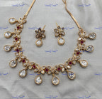 VeroniQ Trends-Beautiful Butterfly Design Gold Plated Kundan Polki Choker Necklace Kundan-Gold Plated-Wedding Jewelry-Punjabi Jewelry-South Indian-Thappa Jewelry