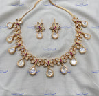 VeroniQ Trends-Beautiful Butterfly Design Gold Plated Kundan Polki Choker Necklace Kundan-Gold Plated-Wedding Jewelry-Punjabi Jewelry-South Indian-Thappa Jewelry