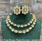 VeroniQ Trends-Beautiful Gold Plated Double Line Kundan Polki Necklace Kundan-Gold Plated-Wedding Jewelry-Punjabi Jewelry-South Indian-Thappa Jewelry