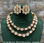 VeroniQ Trends-Beautiful Gold Plated Double Line Kundan Polki Necklace Kundan-Gold Plated-Wedding Jewelry-Punjabi Jewelry-South Indian-Thappa Jewelry