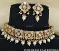 VeroniQ Trends-Party Wear Elegant Gold Plated Kundan Polki Choker Necklace Kundan-Gold Plated-Wedding Jewellery-Punjabi Jewellery-South Indian-Thappa Jewellery