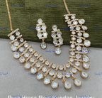 VeroniQ Trends-Cocktail Party Wear Elegant Gold Plated Double Line Kundan Polki Necklace Kundan-Gold Plated-Wedding Jewelry-Punjabi Jewelry-South Indian-Thappa Jewelry