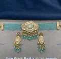 VeroniQ Trends-Elegant Gold Plated Multistrand Kundan Polki Choker Necklace Kundan-Gold Plated-Wedding Jewellery-Punjabi Jewellery-South Indian-Thappa Jewellery