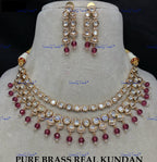 VeroniQ Trends-Elegant Double Line Gold Plated Beads And Kundan Polki Necklace Kundan-Gold Plated-Wedding Jewelry-Punjabi Jewelry-South Indian-Thappa Jewelry