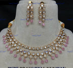 VeroniQ Trends-Elegant Double Line Gold Plated Beads And Kundan Polki Necklace Kundan-Gold Plated-Wedding Jewelry-Punjabi Jewelry-South Indian-Thappa Jewelry