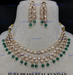 VeroniQ Trends-Elegant Double Line Gold Plated Beads And Kundan Polki Necklace Kundan-Gold Plated-Wedding Jewelry-Punjabi Jewelry-South Indian-Thappa Jewelry