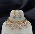 VeroniQ Trends-Traditional Chandbali Style Gold Plated Amethyst Beads And Kundan Polki Choker Necklace Kundan-Gold Plated-Wedding Jewellery-Punjabi Jewellery-South Indian-Thappa Jewellery