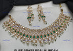 VeroniQ Trends-Traditional Floral Style Gold Plated Pearl And Kundan Polki Necklace Kundan-Gold Plated-Wedding Jewelry-Punjabi Jewelry-South Indian-Thappa Jewelry