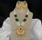 VeroniQ Trends-Traditional Multistrand Gold Plated Meenakari And Kundan Polki Long Necklace With Chandbali Pendant Kundan-Gold Plated-Wedding Jewelry-Punjabi Jewelry-South Indian-Thappa Jewelry