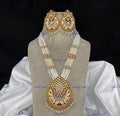 VeroniQ Trends-Traditional Multistrand Gold Plated Meenakari And Kundan Polki Long Necklace With Chandbali Pendant Kundan-Gold Plated-Wedding Jewellery-Punjabi Jewellery-South Indian-Thappa Jewellery
