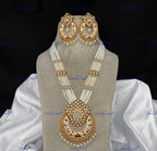 VeroniQ Trends-Traditional Multistrand Gold Plated Meenakari And Kundan Polki Long Necklace With Chandbali Pendant Kundan-Gold Plated-Wedding Jewelry-Punjabi Jewelry-South Indian-Thappa Jewelry